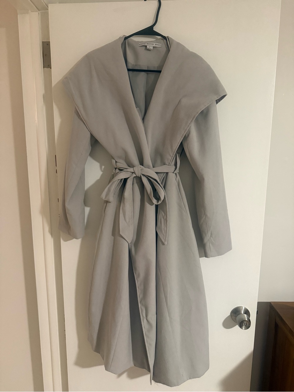 HYFVE Light Gray Wrap Coat with Collar